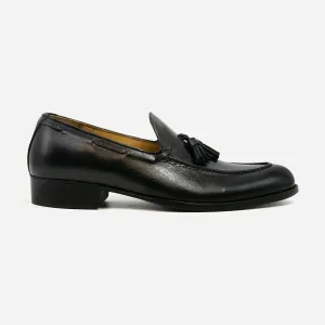 Men's Black Loafer Tassel Leather Shoes