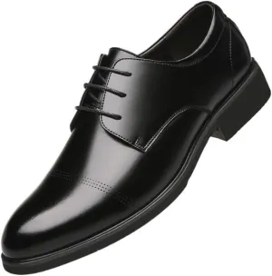 Men's Dress Shoes, Lace-up Brogue Wingtips, Round Toe, New Block Heel Low Top, Anti-Slip Rubber Sole, Slip Resistant Classic Oxfords