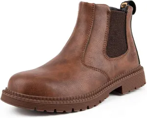 Men's Steel Toe Work Boots Slip On Breathable Quick Dry Safety Leather Indestructible Work Safety Shoes