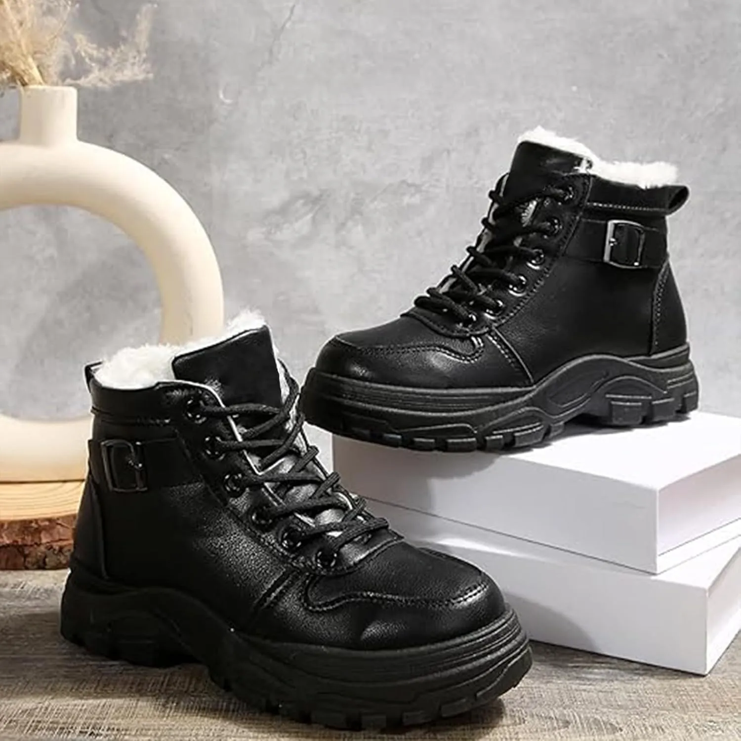 Men's Work Boots Soft Toe Hiking Sneakers Warm Fur Lined Womens Safety Shoes Steel Toe Winter Backpacking Snow Botas Warm Water Hike Grounded Footwear