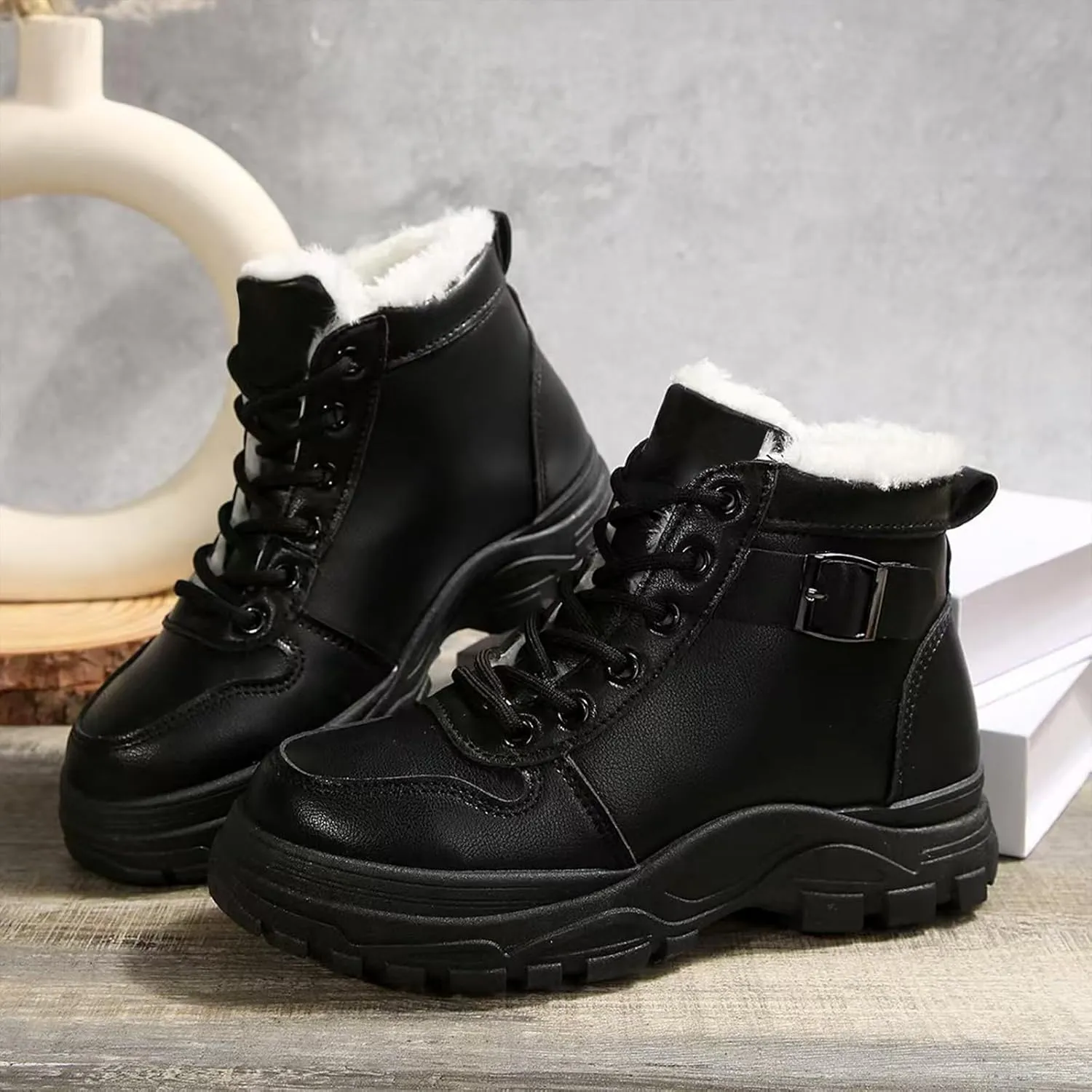 Men's Work Boots Soft Toe Hiking Sneakers Warm Fur Lined Womens Safety Shoes Steel Toe Winter Backpacking Snow Botas Warm Water Hike Grounded Footwear