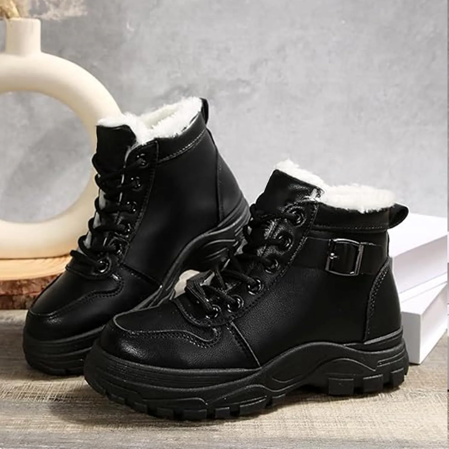 Men's Work Boots Soft Toe Hiking Sneakers Warm Fur Lined Womens Safety Shoes Steel Toe Winter Backpacking Snow Botas Warm Water Hike Grounded Footwear