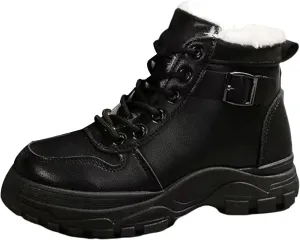 Men's Work Boots Soft Toe Hiking Sneakers Warm Fur Lined Womens Safety Shoes Steel Toe Winter Backpacking Snow Botas Warm Water Hike Grounded Footwear