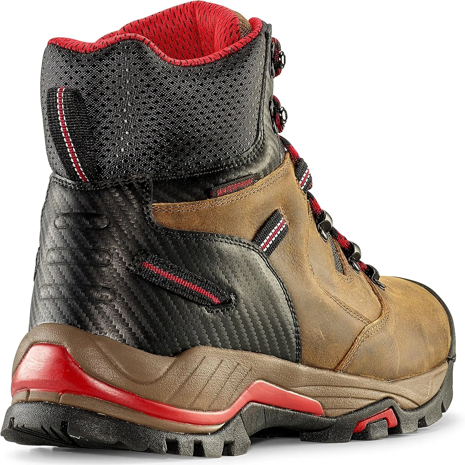 Mens Work Boots - Waterproof Leather 6" Work Boots - Professional Rubber Soled Waterproof Boot with Reinforced Composite Safety Toe (Dark Brown)