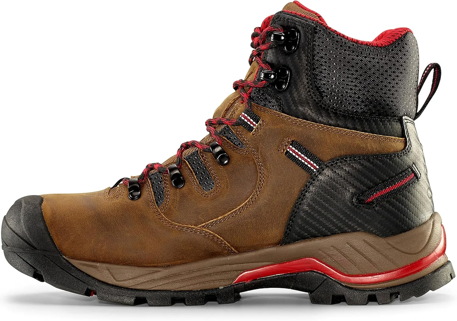 Mens Work Boots - Waterproof Leather 6" Work Boots - Professional Rubber Soled Waterproof Boot with Reinforced Composite Safety Toe (Dark Brown)