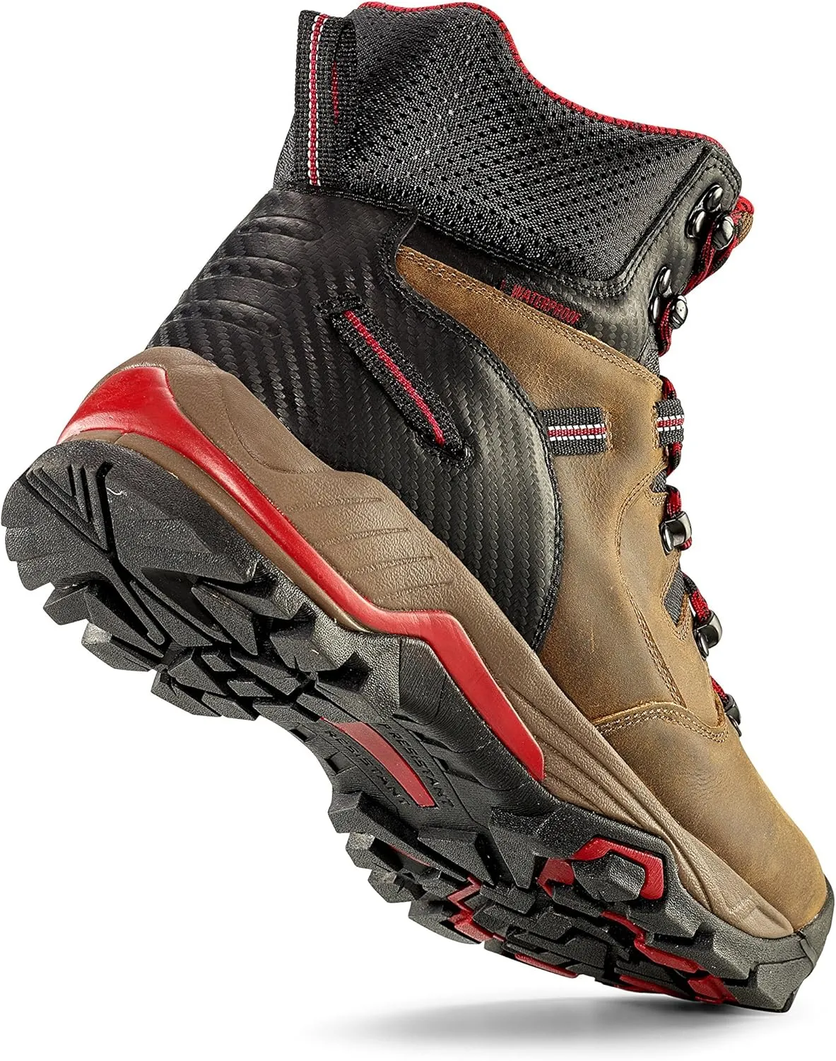 Mens Work Boots - Waterproof Leather 6" Work Boots - Professional Rubber Soled Waterproof Boot with Reinforced Composite Safety Toe (Dark Brown)