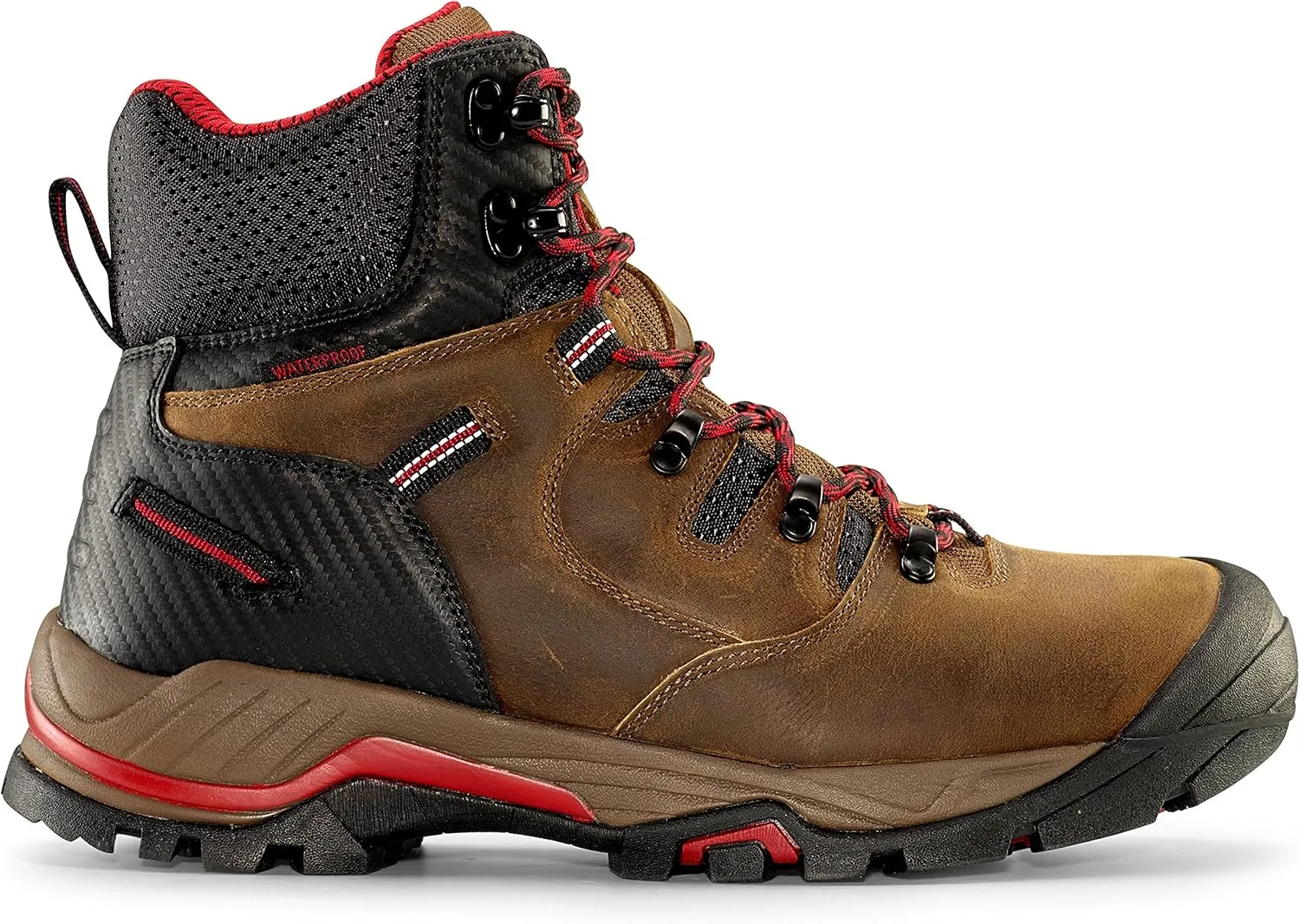 Mens Work Boots - Waterproof Leather 6" Work Boots - Professional Rubber Soled Waterproof Boot with Reinforced Composite Safety Toe (Dark Brown)