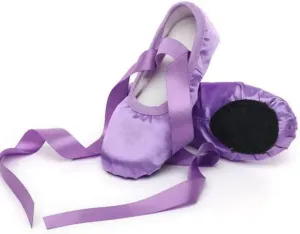 MSMAX Ballet Slippers Satin Dancing Yoga Flats with Ribbon for Girls (Toddler/Little Kid/Big Kid)