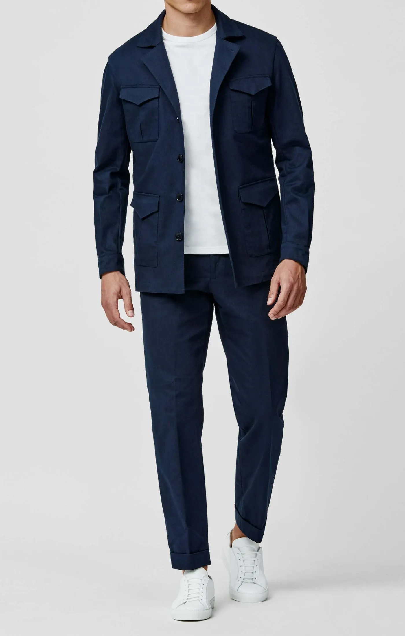 Olimpias Dark Blue Stretch Cotton Twill