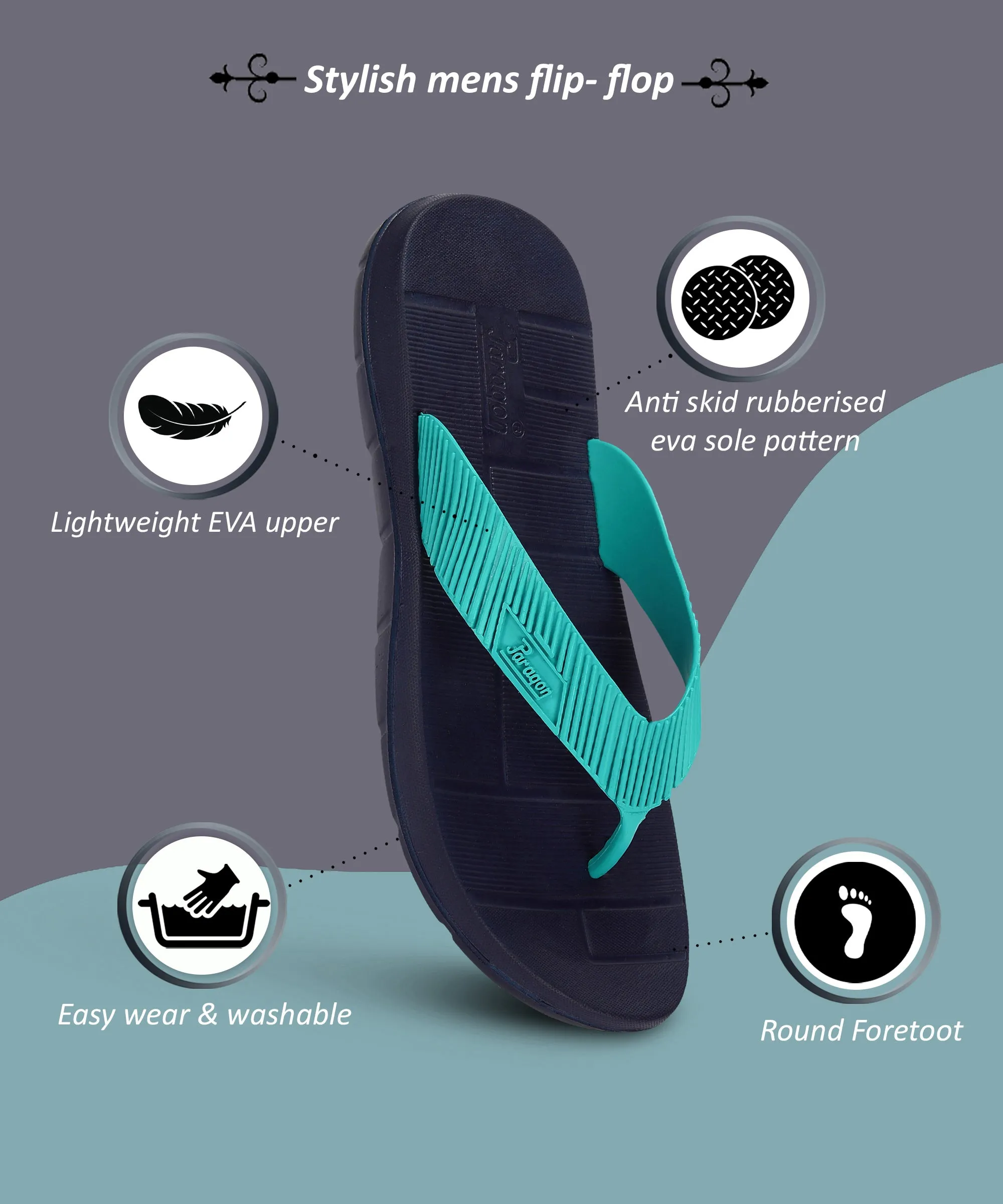 Paragon EVK3416G Men Slippers | Lightweight Flipflops for Indoor & Outdoor | Casual & Comfortable | For Everyday Use