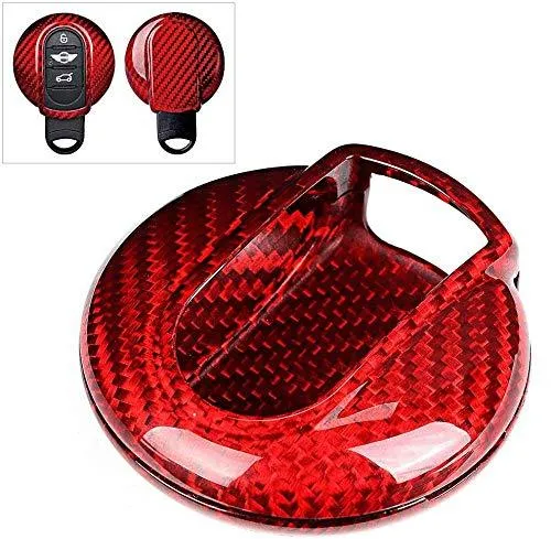 Pinalloy Red Carbon Fiber Remote Key Cover Case for BMW Mini F54 F56 F55 F57 F60