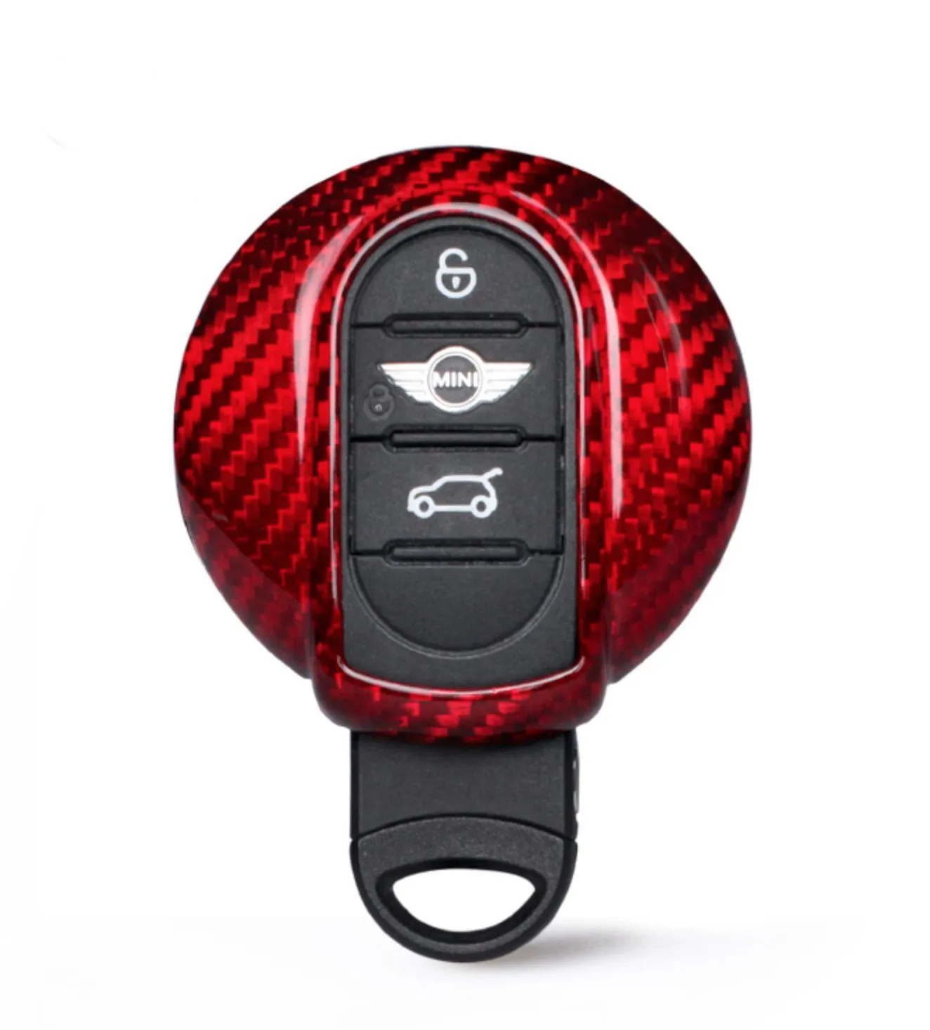 Pinalloy Red Carbon Fiber Remote Key Cover Case for BMW Mini F54 F56 F55 F57 F60