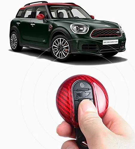 Pinalloy Red Carbon Fiber Remote Key Cover Case for BMW Mini F54 F56 F55 F57 F60