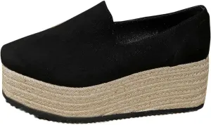 Platform Slip on Shoes for Women Fashion Linen Wide Low Top Shoe Casual Sneakers Workout Party Dressy Sneaker
