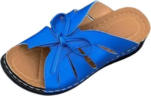 Platform Wedge Sandals Women Orthopedic Comfortable Slip On Wedge Slippers Fashion Bow Hollow Out Flat Sandals for Women Summer Lightweight Butterfly Outdoor Beach Shoes