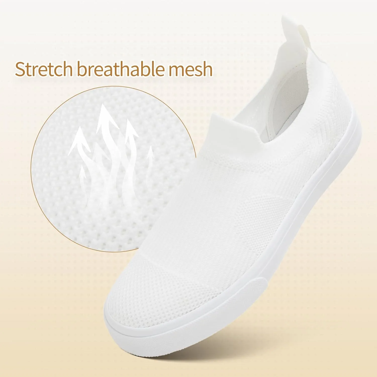 POVOGER Womens Walking Shoes Slip on Sneakers White Women Running Shoe Breathable Fashion Casual Shoes for Women