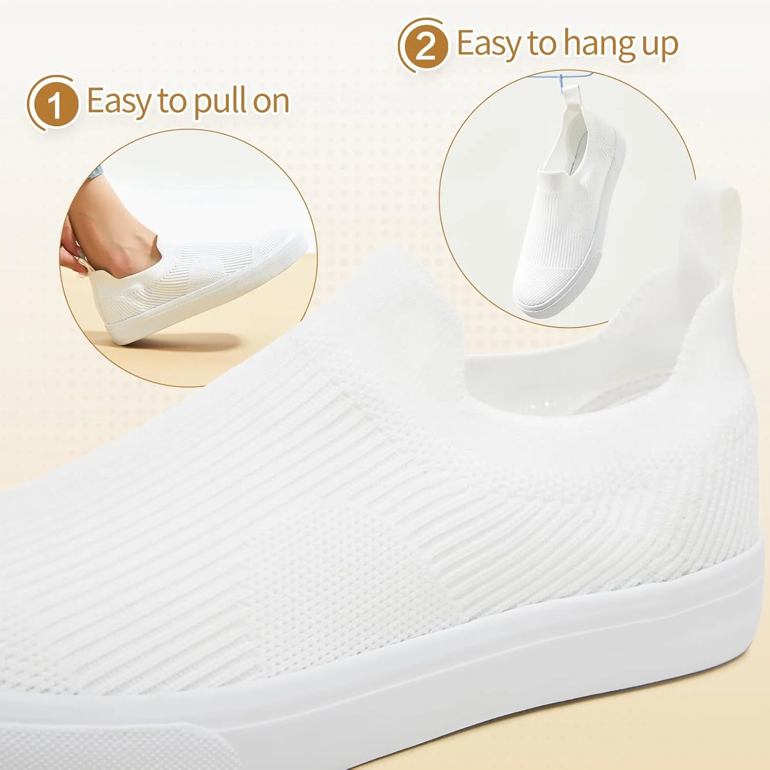 POVOGER Womens Walking Shoes Slip on Sneakers White Women Running Shoe Breathable Fashion Casual Shoes for Women