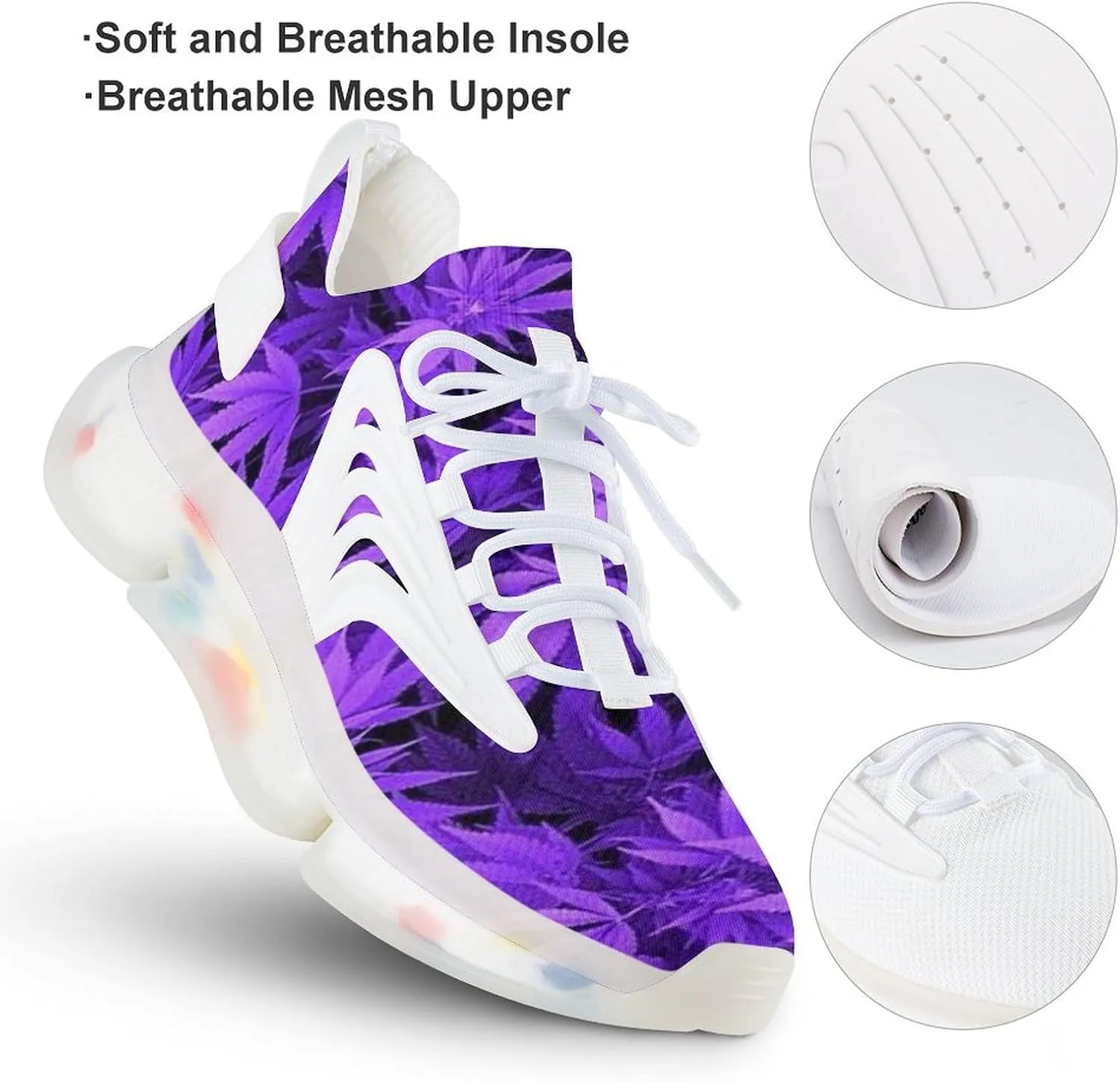 Purple Pot Leaf Weed Men's Running Sports Walking Shoes Athletic Training Shoe Breathable Non Slip Sneakers