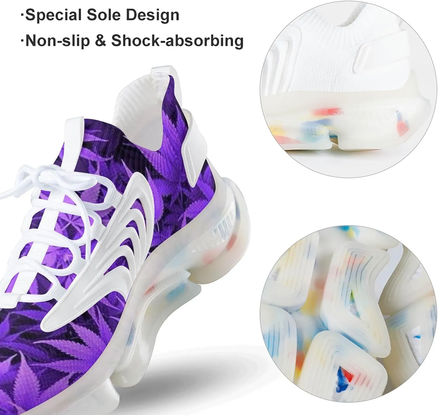 Purple Pot Leaf Weed Men's Running Sports Walking Shoes Athletic Training Shoe Breathable Non Slip Sneakers