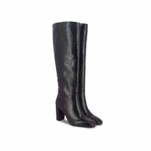 Saint G Corco Textured Black Leather Knee High Boots