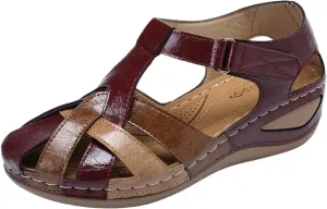 Sandals Women Dressy Summer Closed Toe Wedge Platform Vintage Casual Hollow Out Comfy Gladiator Ladies 2025 Ankle Strap Roman Style Anti-Slip Comfortable Orthopedic Shoes