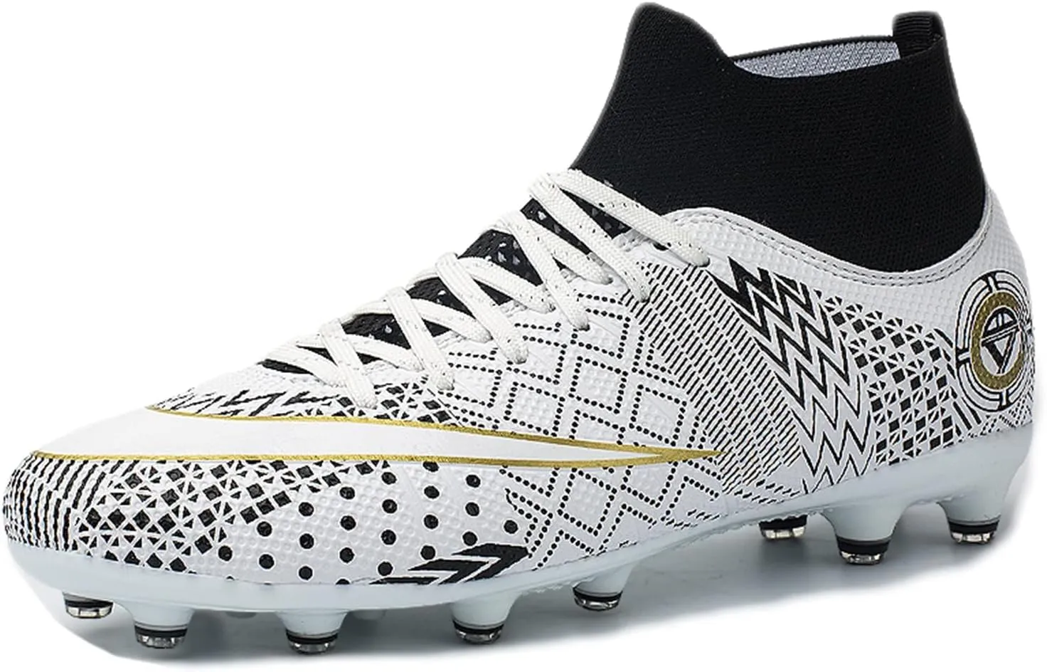 Soccer Cleats Mens,Casual High-top Lace-up Youth Football Cleats,Comfortable Non-Slip Fg/Ag Turf Soccer Shoes Men,for Soccer Cleats Boys/Training