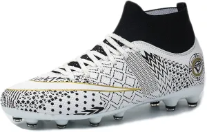 Soccer Cleats Mens,Casual High-top Lace-up Youth Football Cleats,Comfortable Non-Slip Fg/Ag Turf Soccer Shoes Men,for Soccer Cleats Boys/Training