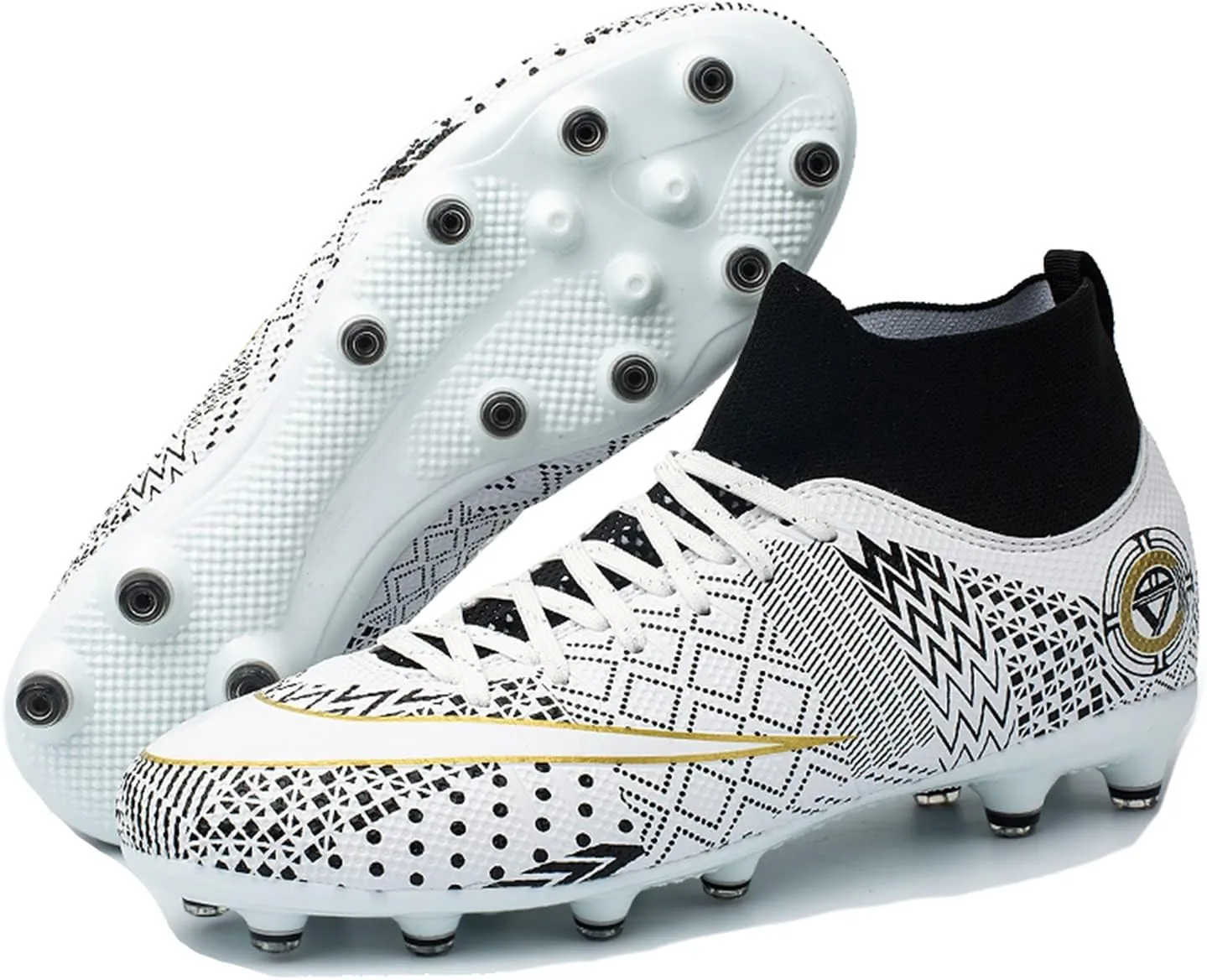 Soccer Cleats Mens,Casual High-top Lace-up Youth Football Cleats,Comfortable Non-Slip Fg/Ag Turf Soccer Shoes Men,for Soccer Cleats Boys/Training