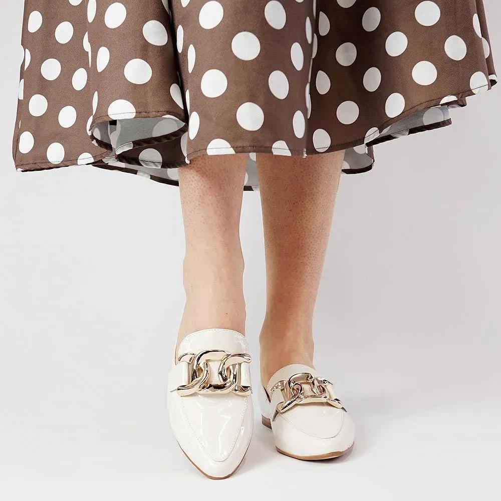Socoro Ivory Patent Leather Loafers