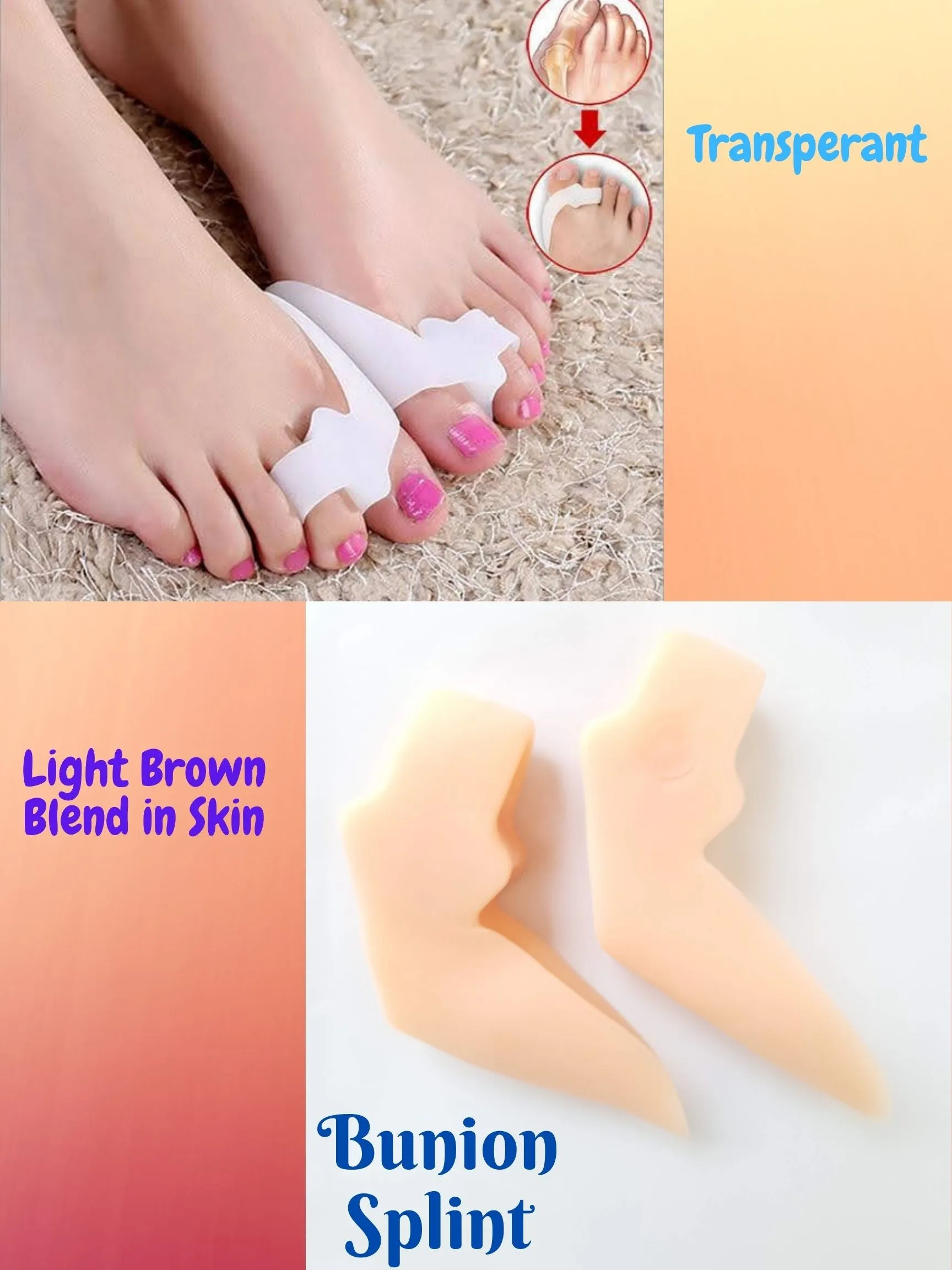 Soft Toe Gel Bunion Splint-Straightener Professional Forefoot Cushions