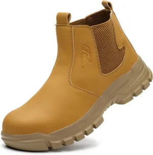 Steel Toe Slip on Work Boots for Men Industrial Construction Safety Work Shoes Lightweight Comfortable Indestructible Sneakers