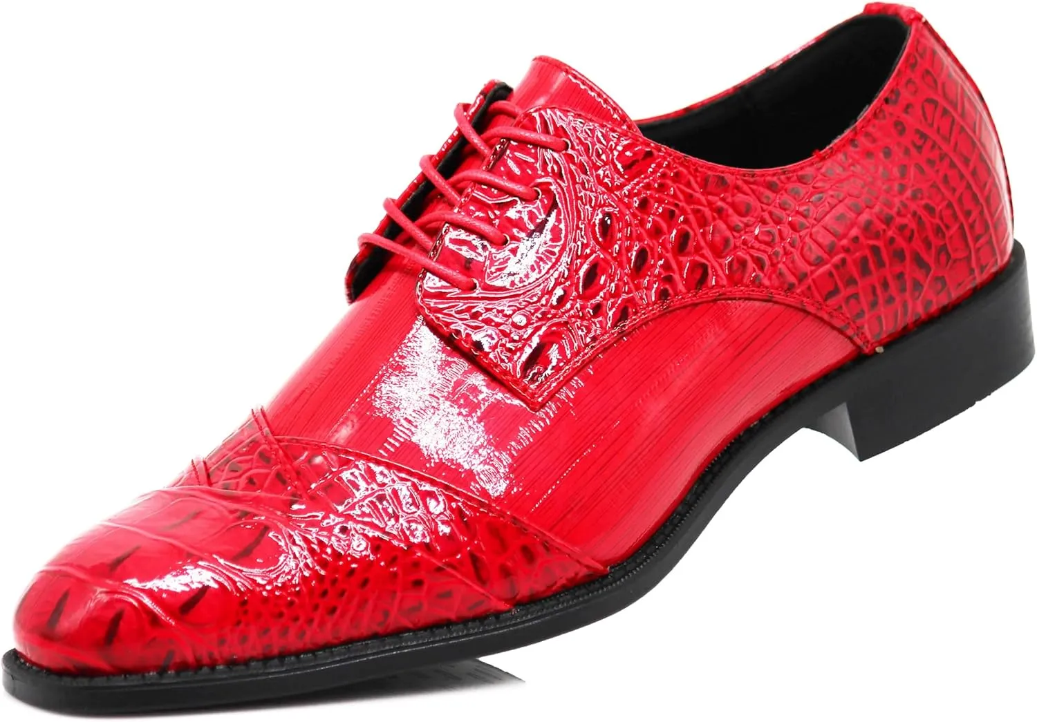 STW Men's Alligator Crocodile Print Oxfords Fashion Lace Up Dress Shoes