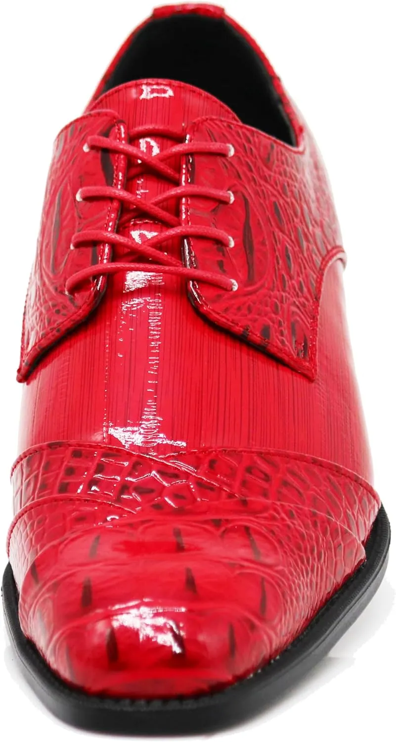 STW Men's Alligator Crocodile Print Oxfords Fashion Lace Up Dress Shoes