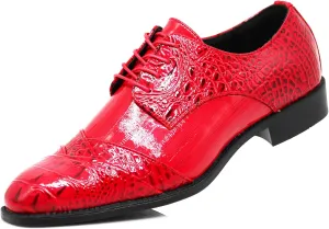 STW Men's Alligator Crocodile Print Oxfords Fashion Lace Up Dress Shoes
