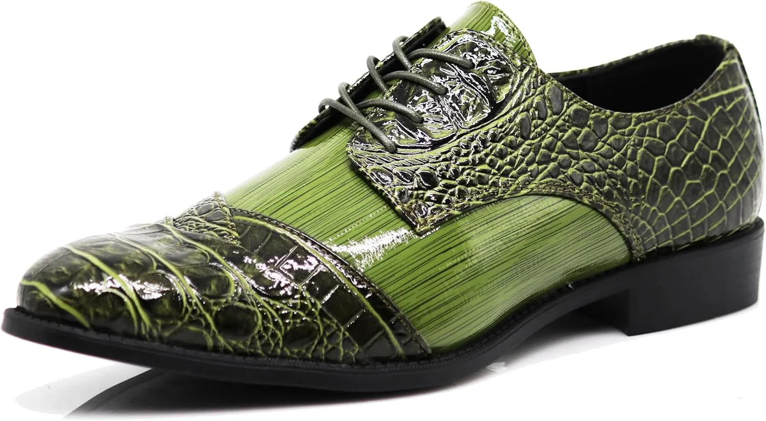 STW Men's Alligator Crocodile Print Oxfords Fashion Lace Up Dress Shoes