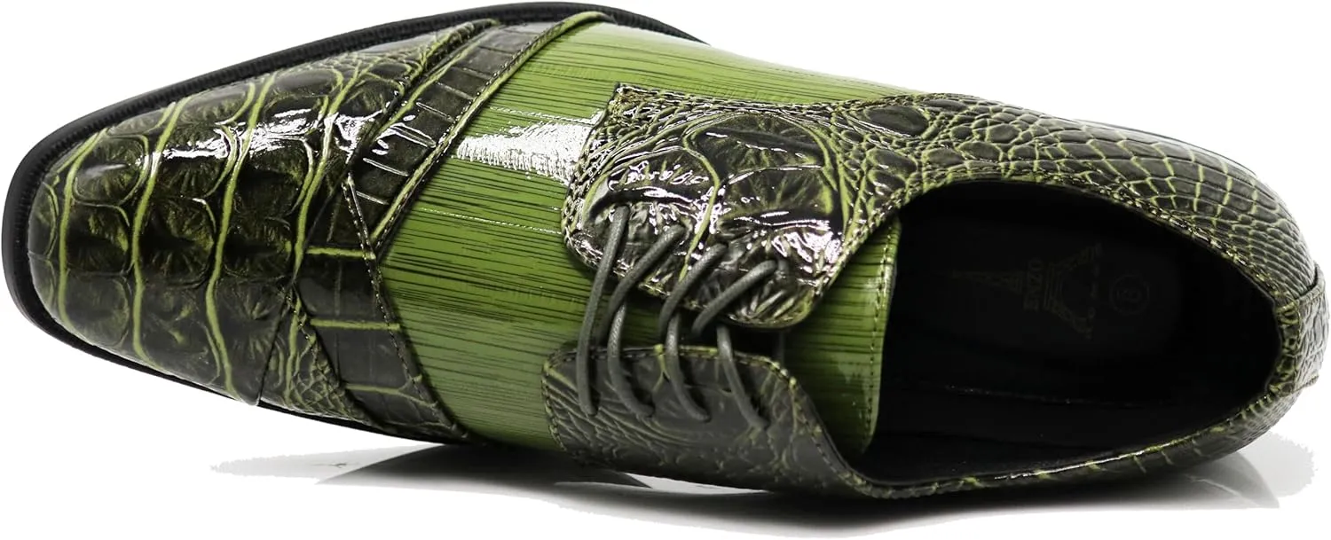 STW Men's Alligator Crocodile Print Oxfords Fashion Lace Up Dress Shoes
