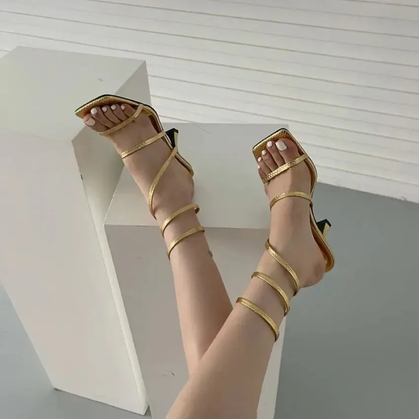 Thin Straps Low Heel Sandal Shoes