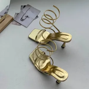 Thin Straps Low Heel Sandal Shoes