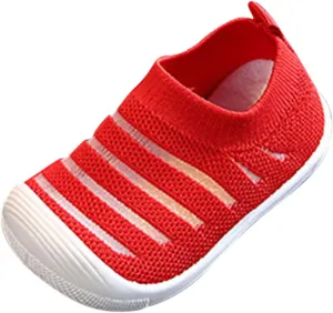 Toddle Shoes Size 10 Summer and Autumn Cute Girls Flying Woven Mesh Breathable Flat Solid Kids Tennis Shoes That Tie