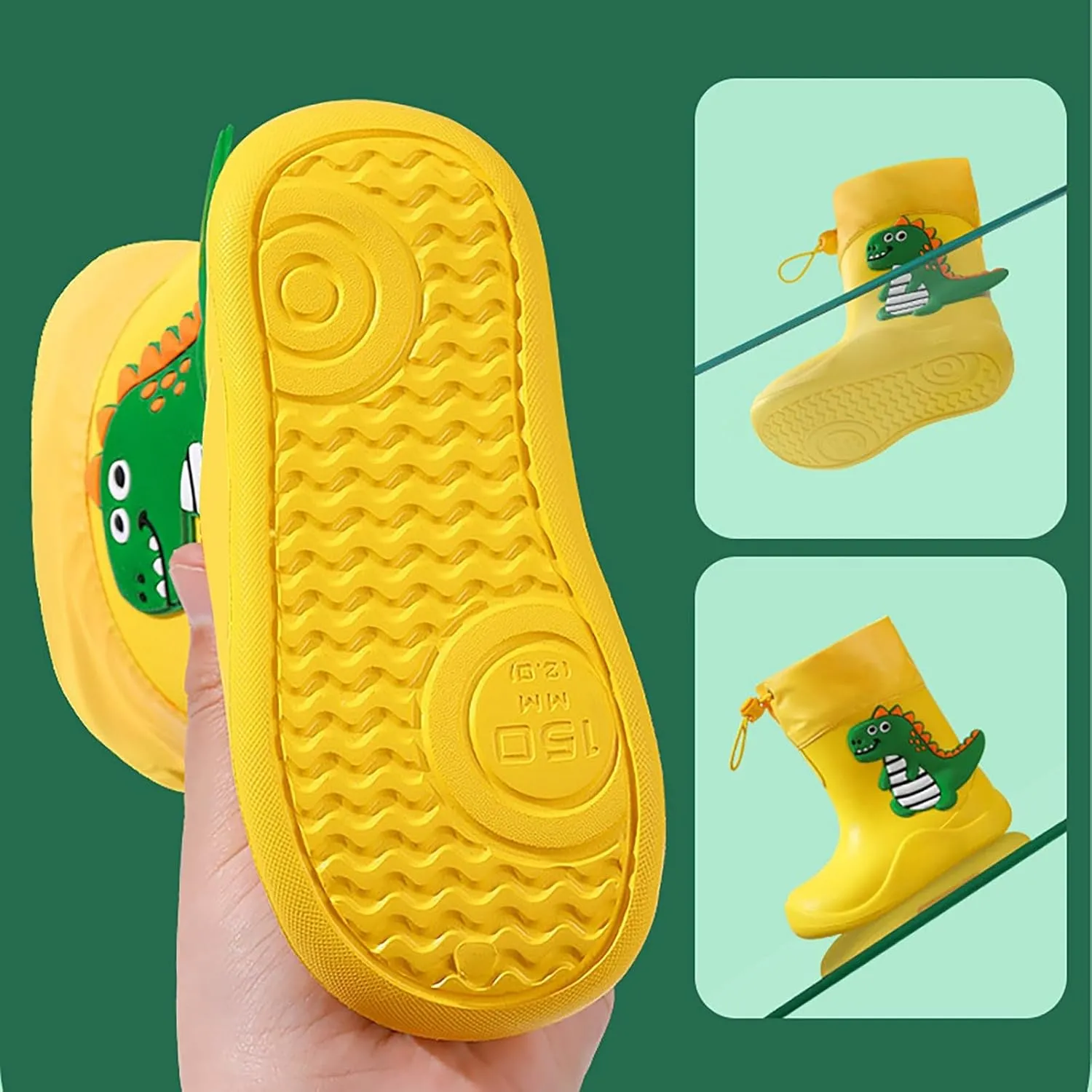 Toddler Dinosaur Rain Boots for Boys Girls Lightweight Waterproof Mud Boots Kids Rain Shoes Baby Water Infant Shoes