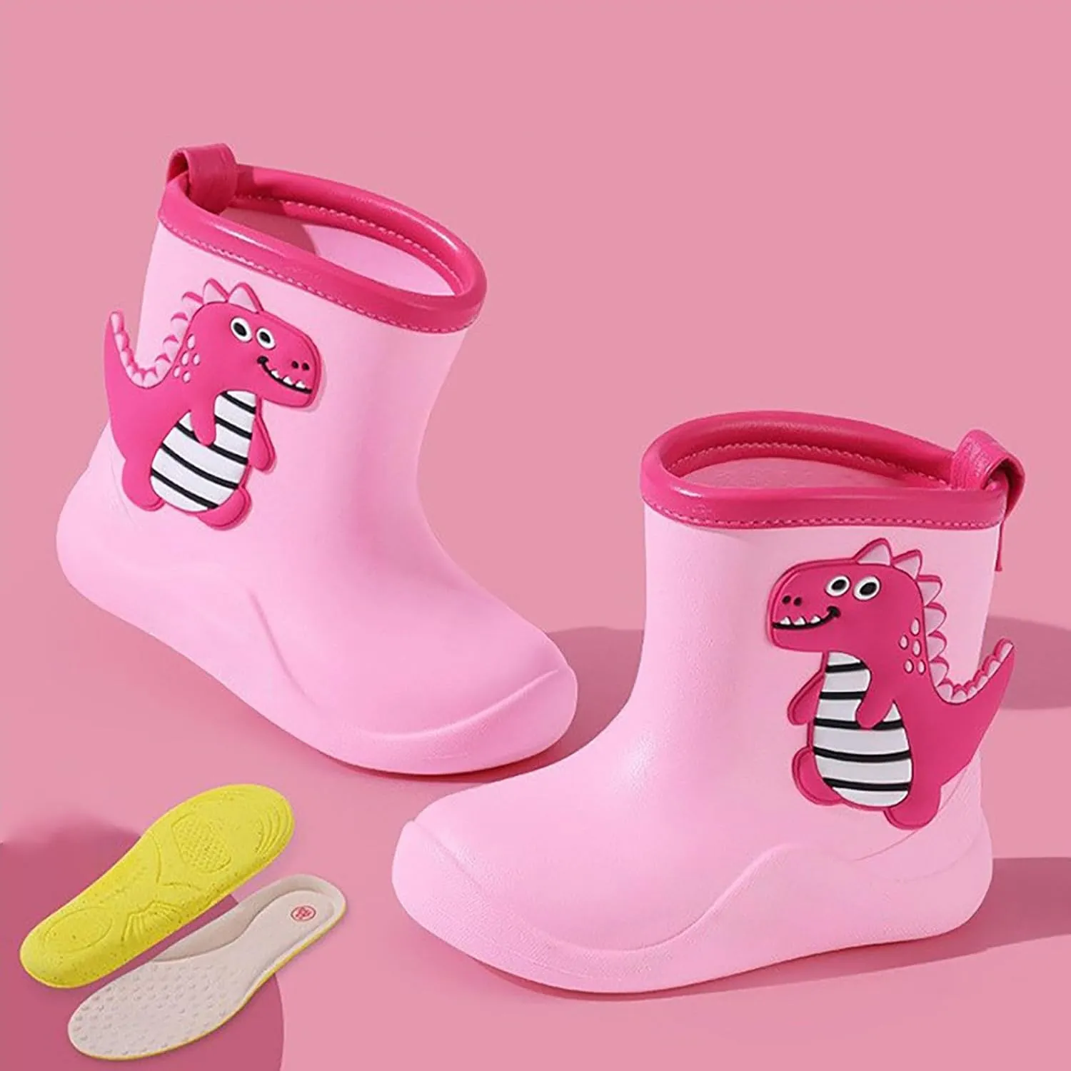 Toddler Dinosaur Rain Boots for Boys Girls Lightweight Waterproof Mud Boots Kids Rain Shoes Baby Water Infant Shoes