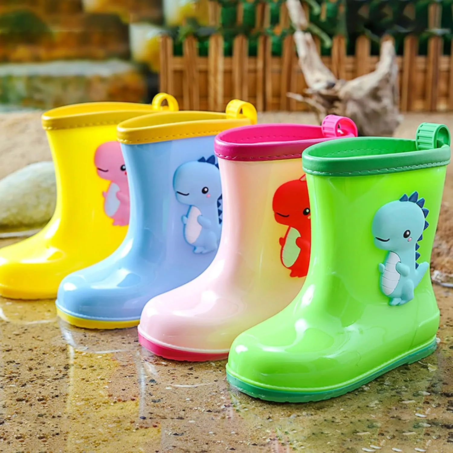 Toddler Dinosaur Rain Boots Little Boys Girls Water Boots Kids' Rainboots Rubber Waterproof Non Slip Toddler Boy Shoes