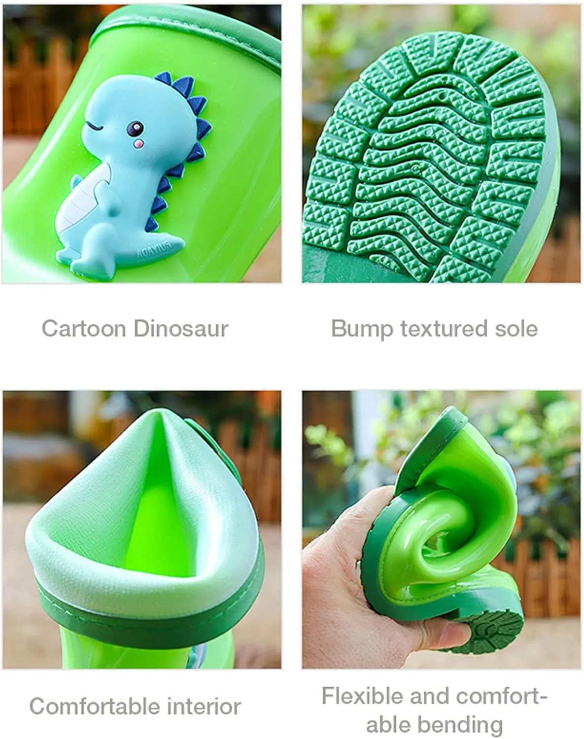 Toddler Dinosaur Rain Boots Little Boys Girls Water Boots Kids' Rainboots Rubber Waterproof Non Slip Toddler Boy Shoes