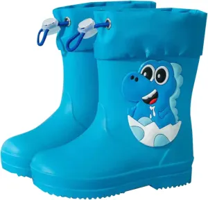 Toddler Dinosaur Rain Boots with Adjustable Buckle Baby Lightweight Non Slip Rainboots Kids Waterproof Boys' Snow Boots