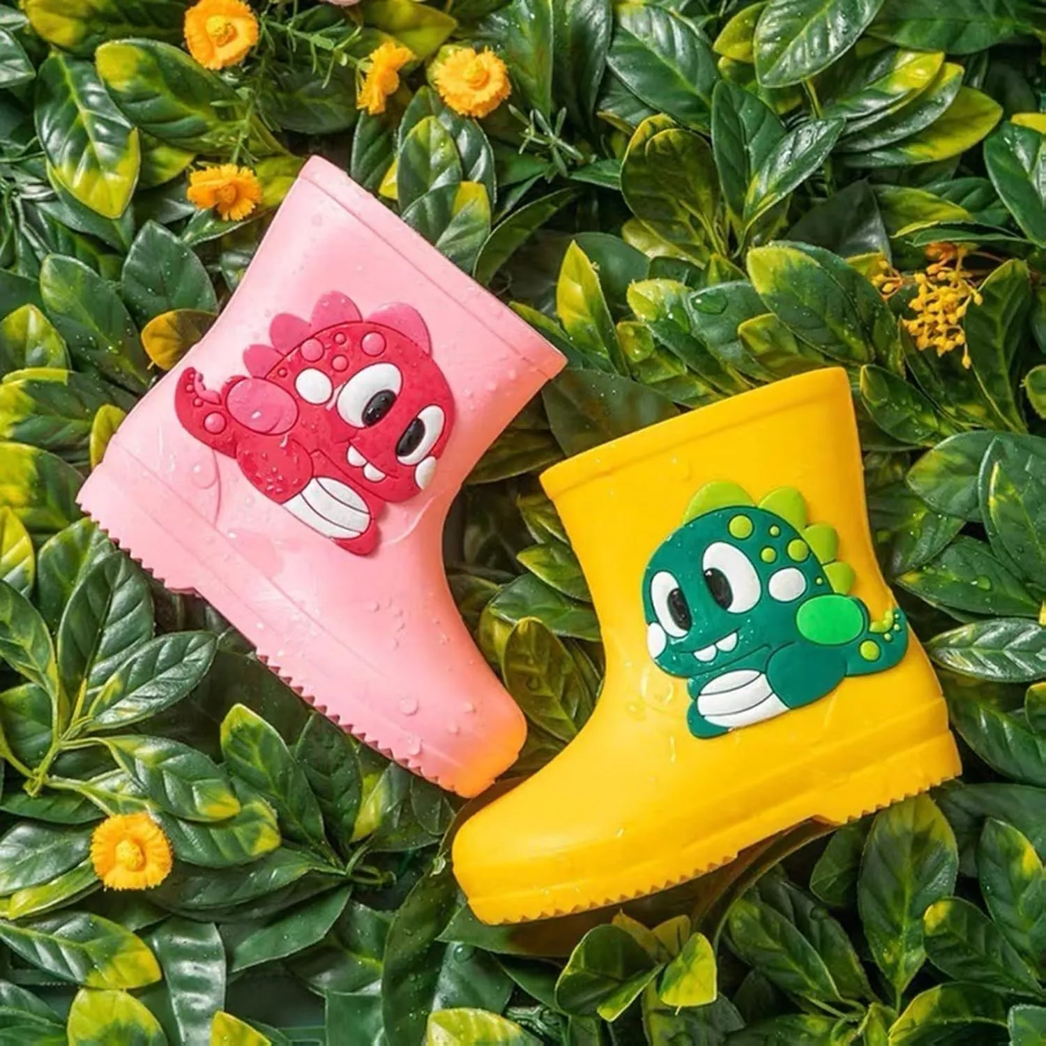 Toddler Dinosaur Rain Boots,Waterproof Rubber Boots Kids Rain Boots for Girls Boys Unisex-Child Outdoor Baby Booties