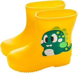 Toddler Kids Rain Boots Classic PVC Rubber Cartoon Dinosaur Print Water Shoes Rain Boots Baby Fashion Boots