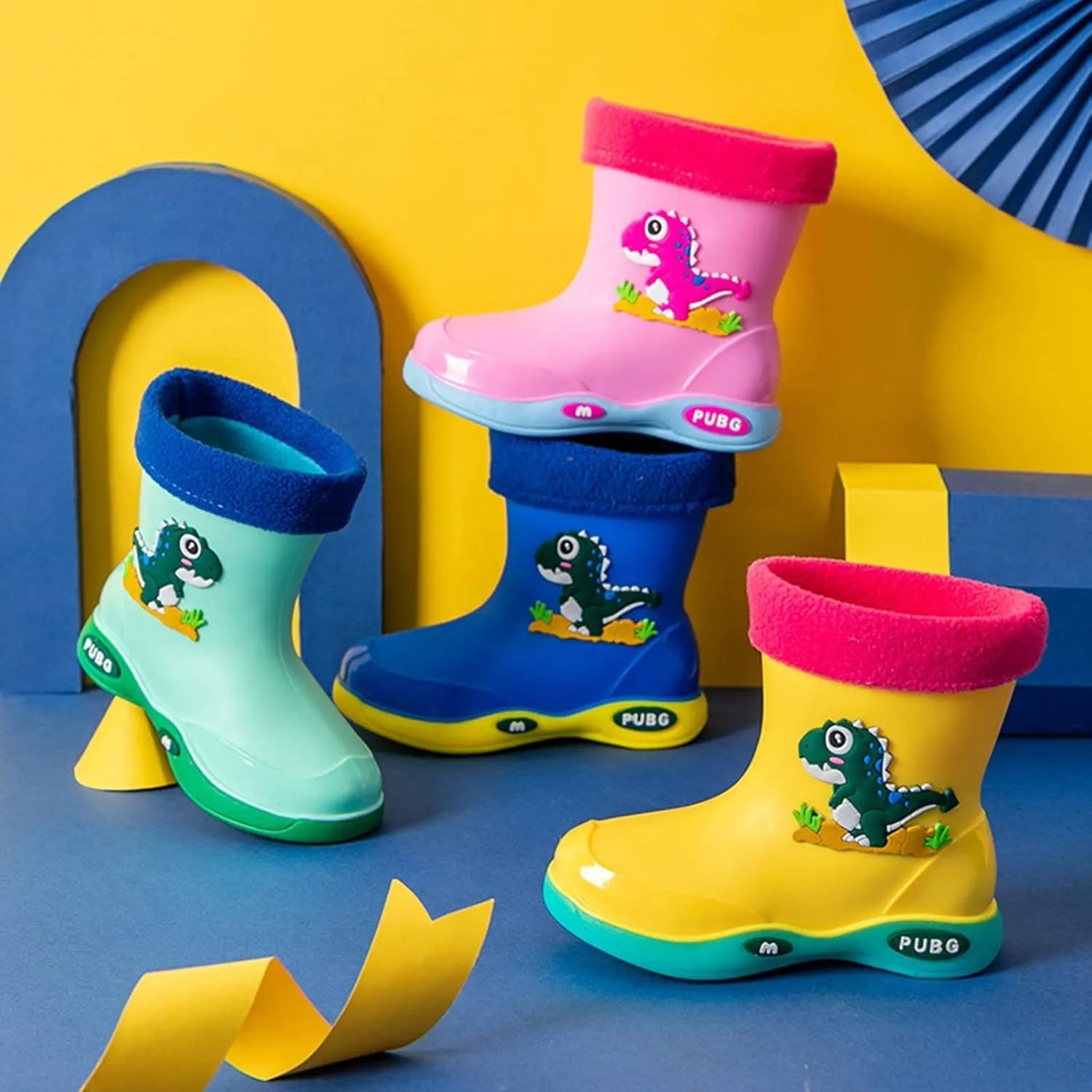 Toddler Warm Lined Rain Boots Baby Kids Dinosaur Rain Shoes Children Waterproof Winter Shoes for Water Shoes for Kids