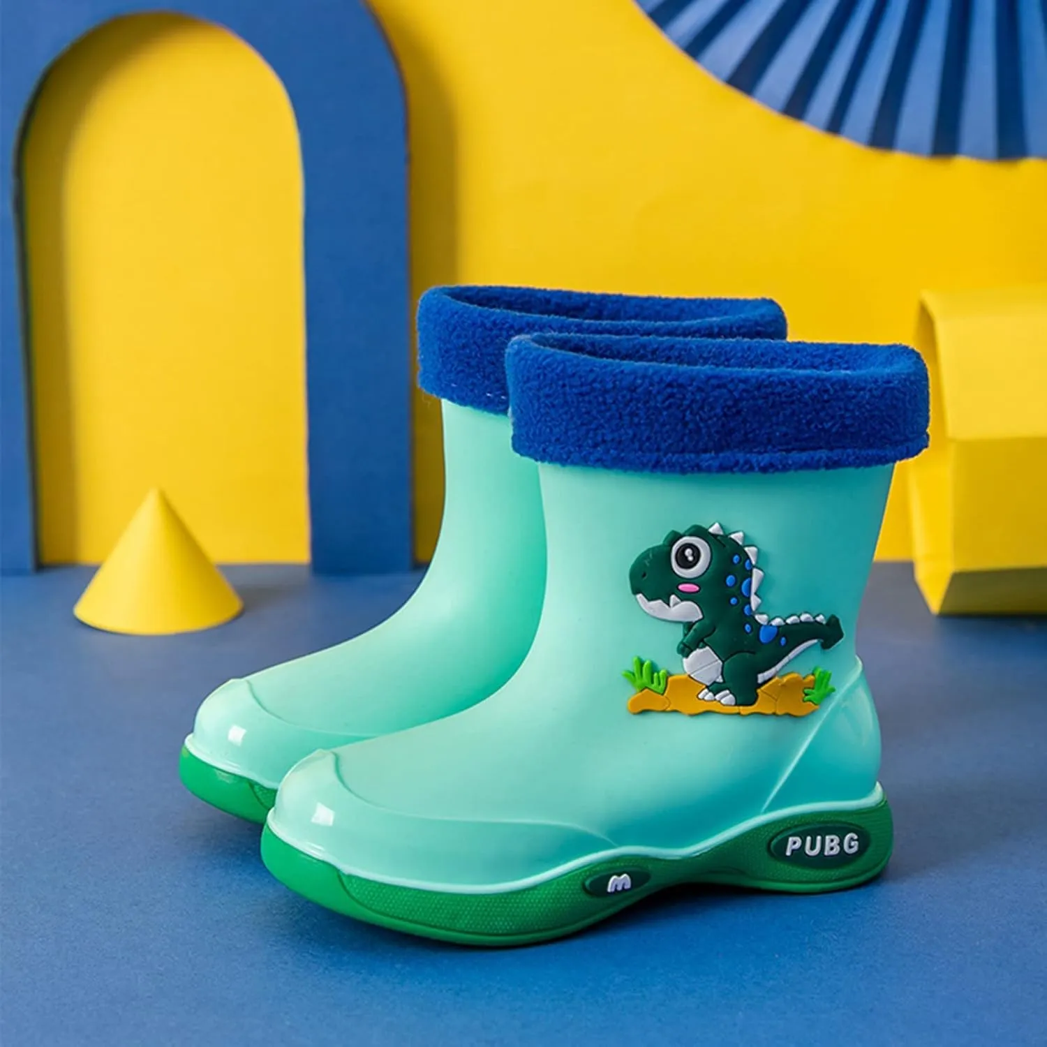 Toddler Warm Lined Rain Boots Baby Kids Dinosaur Rain Shoes Children Waterproof Winter Shoes for Water Shoes for Kids