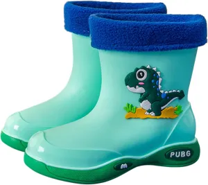 Toddler Warm Lined Rain Boots Baby Kids Dinosaur Rain Shoes Children Waterproof Winter Shoes for Water Shoes for Kids