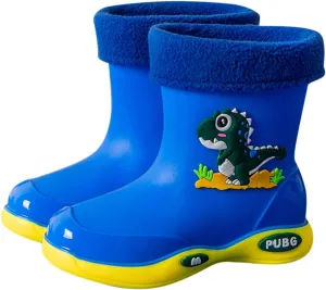 Toddler Warm Lined Rain Boots Baby Kids Dinosaur Rain Shoes Children Waterproof Winter Shoes for Water Shoes for Kids